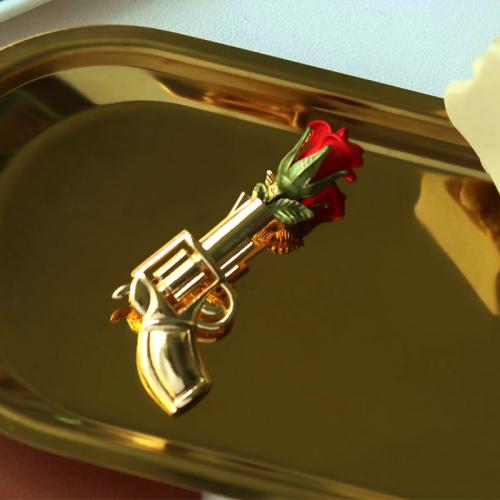Zinc Alloy Brooches Rose plated for woman & enamel nickel lead & cadmium free Sold By PC