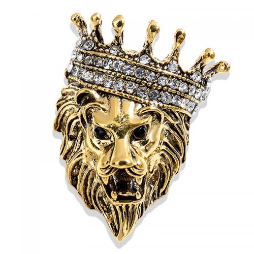 Zinc Alloy Brooches Lion gold color plated for woman & with rhinestone nickel lead & cadmium free Sold By PC