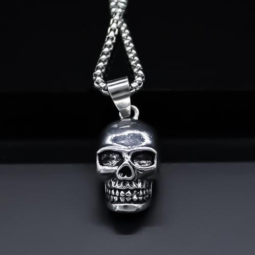 Tibetan Style Skull Pendants, plated, DIY, silver color, nickel, lead & cadmium free, 13x26mm, Sold By PC
