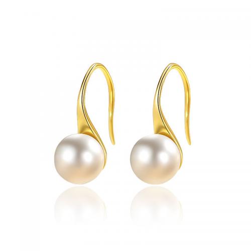 925 Sterling Silver Drop &  Dangle Earrings with Plastic Pearl plated for woman 17mm Sold By Pair
