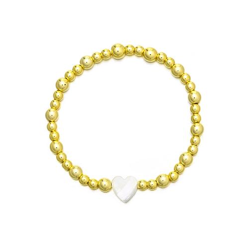 Brass Bracelet & Bangle with Natural Stone & Elastic Thread & Plastic Pearl plated Unisex golden Length Approx 18 cm Sold By PC