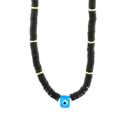 Onda ögat smycken som, Mässing, med Polymer Clay & Glas, handgjord, olika stilar för val & för kvinna, svart, Säljs av PC