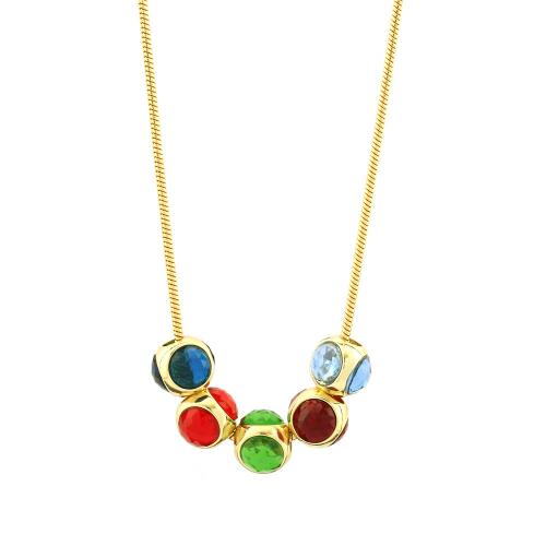 Brass Necklace, with Crystal, handmade, for woman, more colors for choice, Length:60 cm, Sold By PC