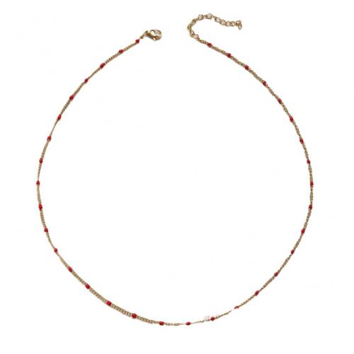 Titanium Steel Necklace, plated, for woman & enamel, more colors for choice, Length:Approx 41-50 cm, Sold By PC