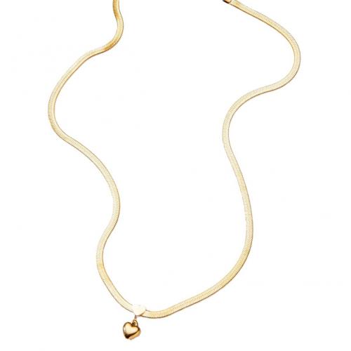 Titanstahl Halskette, mit Verlängerungskettchen von 5cm, Herz, plattiert, für Frau, goldfarben, Länge:45 cm, verkauft von PC