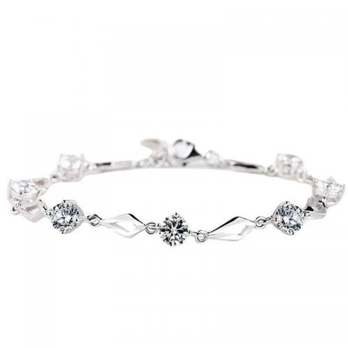 Cupronickel Bracelet Rhombus platinum plated for woman & with rhinestone Length Approx 6-8 Inch Sold By PC
