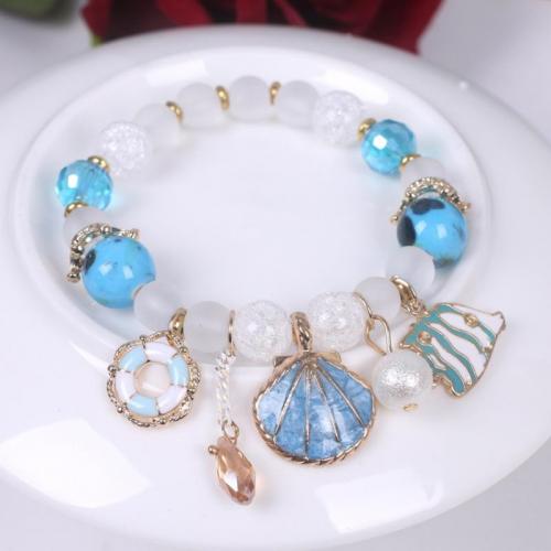 Crystal Bracelet, with Porcelain & Tibetan Style, handmade, Korean style & ocean design & for woman & enamel, more colors for choice, Length:Approx 6-7 Inch, Sold By PC