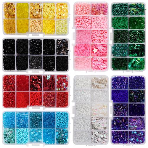 Glass Beads DIY Jewelry Set, with PVC Plastic & ABS Plastic, stoving varnish, more colors for choice, Sold By Set