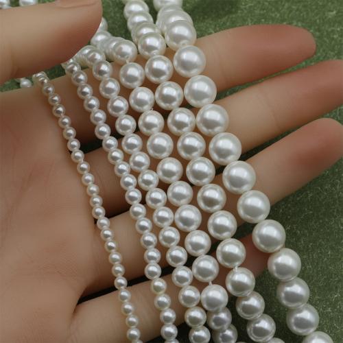 South Sea Shell perle, Shell Pearl, Krug, možete DIY & različite veličine za izbor, bijel, Prodano Per Približno 40 cm Strand