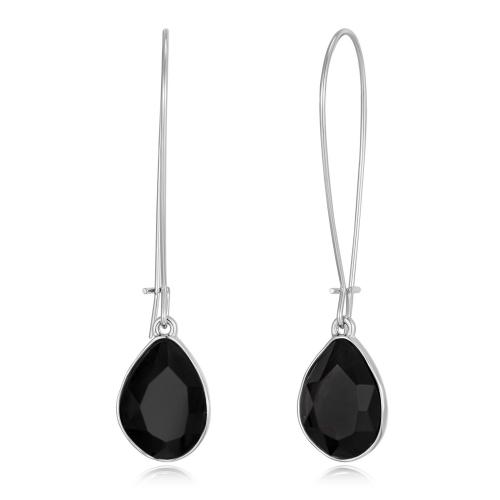 Brass Drop Earring with Acrylic platinum color plated fashion jewelry & for woman black nickel lead & cadmium free Sold By Pair