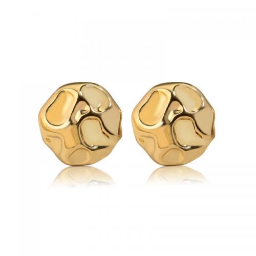 Brass Stud Earring, real gold plated, fashion jewelry & for woman, golden, nickel, lead & cadmium free, 26x22mm, Sold By Pair