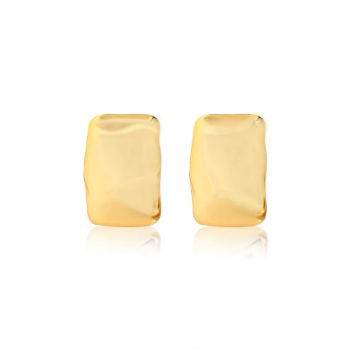 Brass Stud Earring Square real gold plated fashion jewelry & for woman golden nickel lead & cadmium free Sold By Pair