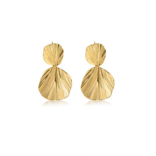 Goujon Laiton, Plaqué d'or, bijoux de mode & pour femme, doré, protéger l'environnement, sans nickel, plomb et cadmium, 45x25mm, Vendu par paire