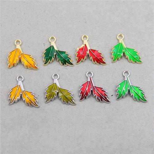 Tibetan Style Enamel Pendants, Leaf, plated, fashion jewelry & DIY, more colors for choice, nickel, lead & cadmium free, 23x19x1.90mm, Approx 100PCs/Bag, Sold By Bag