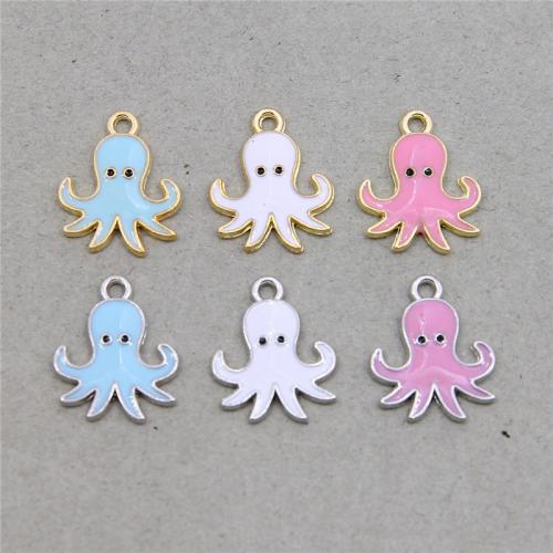 Zinc Alloy Enamel Pendants Octopus plated fashion jewelry & DIY nickel lead & cadmium free Approx Sold By Bag