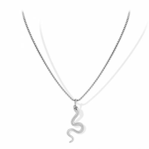 Titanium Steel Necklace, with 5cm extender chain, Snake, Vacuum Ion Plating, fashion jewelry & for woman, more colors for choice, nickel, lead & cadmium free, 20x45mm, Length:Approx 49 cm, Sold By PC