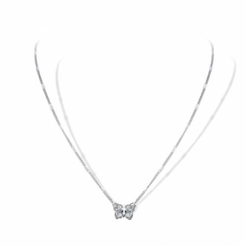 Titanium Steel Necklace with Cubic Zirconia with 5cm extender chain Butterfly fashion jewelry & for woman original color nickel lead & cadmium free Length Approx 46 cm Sold By PC