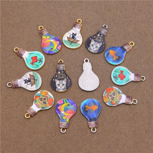 Tibetan Style Enamel Pendants, Light Bulb, plated, fashion jewelry & DIY, more colors for choice, nickel, lead & cadmium free, 25x15x1.80mm, Approx 100PCs/Bag, Sold By Bag