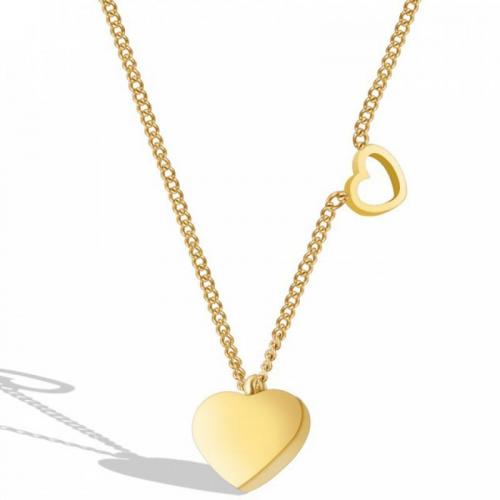 Titanium Steel Necklace with 5cm extender chain Heart Vacuum Ion Plating fashion jewelry & for woman golden nickel lead & cadmium free Length Approx 40 cm Sold By PC
