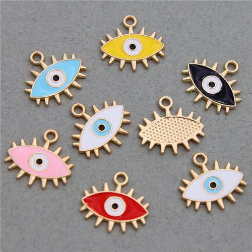 Evil Eye Pendants, Tibetan Style, KC gold color plated, fashion jewelry & DIY & enamel, more colors for choice, nickel, lead & cadmium free, 16.80x18x1.60mm, Approx 100PCs/Bag, Sold By Bag