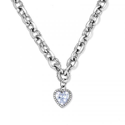 Titanstahl Halskette, mit kubischer Zirkonia, mit Verlängerungskettchen von 5cm, Modeschmuck & unisex & verschiedene Stile für Wahl, keine, frei von Nickel, Blei & Kadmium, Länge:ca. 50 cm, verkauft von PC