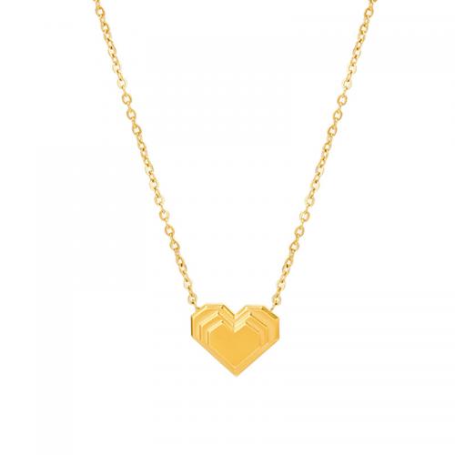 Titanstahl Halskette, mit Verlängerungskettchen von 6.5cm, Herz, Modeschmuck & für Frau, goldfarben, frei von Nickel, Blei & Kadmium, 15x13mm, Länge:ca. 42 cm, verkauft von PC