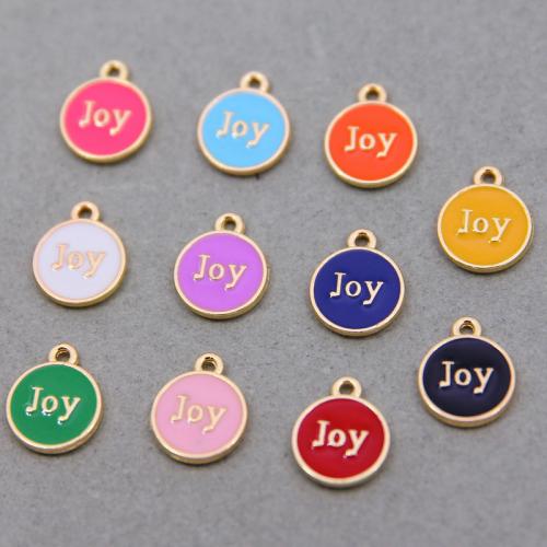 Tibetan Style Enamel Pendants, Flat Round, KC gold color plated, fashion jewelry & DIY, more colors for choice, nickel, lead & cadmium free, 12x15mm, Approx 100PCs/Bag, Sold By Bag