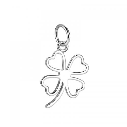 925 Sterling Silver Pendant, Four Leaf Clover, DIY & hollow, nickel, lead & cadmium free, 12x20mm, Sold By PC
