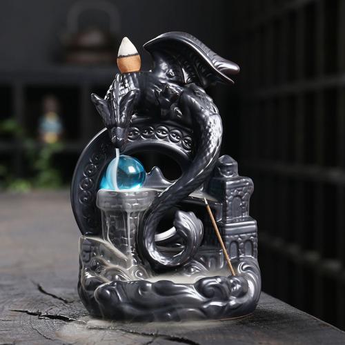 Backflow Incense Burner, Porcelain, half handmade, for home and office & durable & multifunctional, 118x83x182mm, Sold By PC