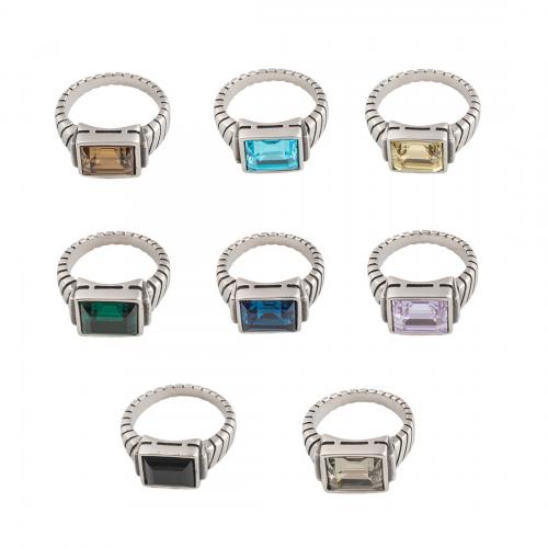 Кристалл нержавеющей стали палец кольцо, Нержавеющая сталь 304, с Кристаллы, ювелирные изделия моды & Мужская & разный размер для выбора, оригинальный цвет, продается PC