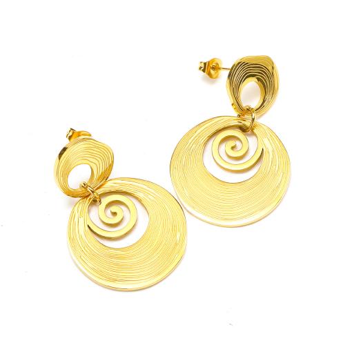 Boucle d'oreille Acier Titane, bijoux de mode & pour femme, doré, 38x25mm, Vendu par paire