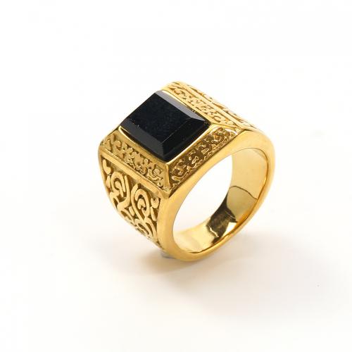 Titantium Steel finger ring, Titan Stål, 18K guldpläterad, olika storlek för val & för människan & med strass, gyllene, Säljs av PC