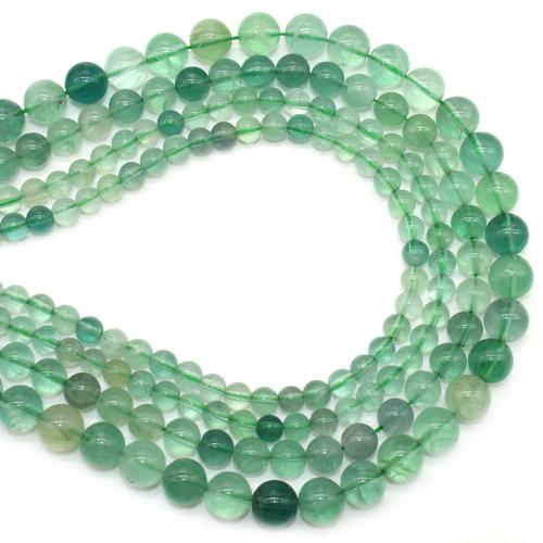 Fluorit Perlen, rund, poliert, DIY & verschiedene Größen vorhanden, grün, verkauft per ca. 38 cm Strang