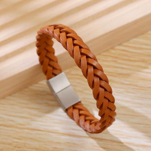 PU Leather Cord Bracelets, with 304 Stainless Steel, vintage & for man, more colors for choice, Sold By PC