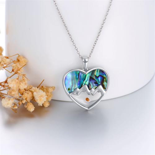 Smykke sæt, Titanium Stål, med Abalone Shell & Glas, Heart, sølvfarvet forgyldt, for kvinde, flere farver til valg, 20x20mm, Solgt af PC