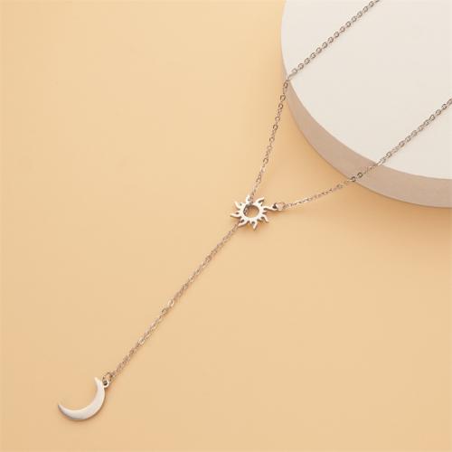 Titanium Steel Necklace with 5CM extender chain Moon plated for woman Length 50 cm Sold By PC