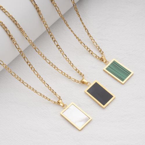 Titanium Steel Necklace with Titanium Steel with 5CM extender chain Rectangle gold color plated & for woman Length 45 cm Sold By PC