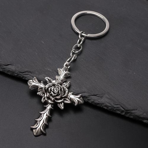 Tibetan Style Key Clasp, plated, fashion jewelry, silver color, nickel, lead & cadmium free, 40x116mm, Sold By PC