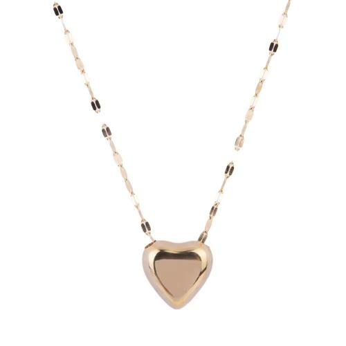 Titanstahl Halskette, mit Verlängerungskettchen von 5cm, Herz, plattiert, für Frau, goldfarben, Länge:45 cm, verkauft von PC