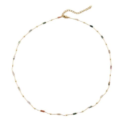 Edelstahl Schmuck Halskette, 304 Edelstahl, mit Naturstein, plattiert, verschiedene Stile für Wahl & für Frau, keine, verkauft von PC