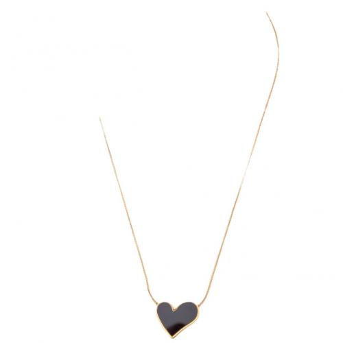 Titanstahl Halskette, Herz, plattiert, für Frau & Emaille, keine, Länge:ca. 41-50 cm, verkauft von PC