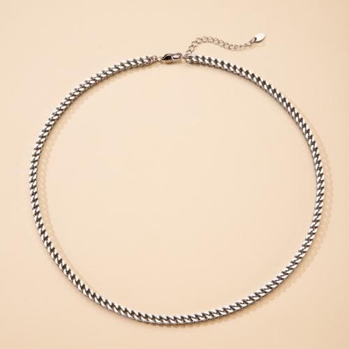 Titanium Steel Necklace with 5cm extender chain plated Unisex silver color Length 45 cm Sold By PC