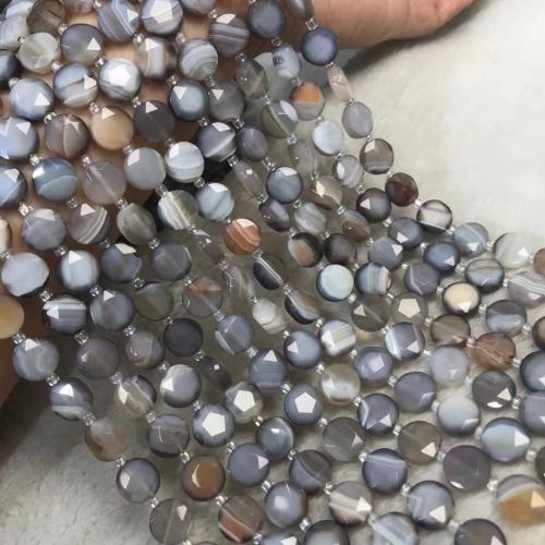 Perle agate Botswana naturelle, Plat rond, poli, DIY, brun, 5x10mm, Vendu par Environ 38-40 cm brin