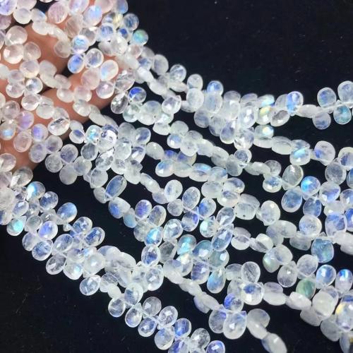 Mondstein Perlen, Blauer Mondstein, Tropfen, poliert, natürliche & DIY & facettierte, beads size 5x7.5-8mm, verkauft per ca. 22 cm Strang