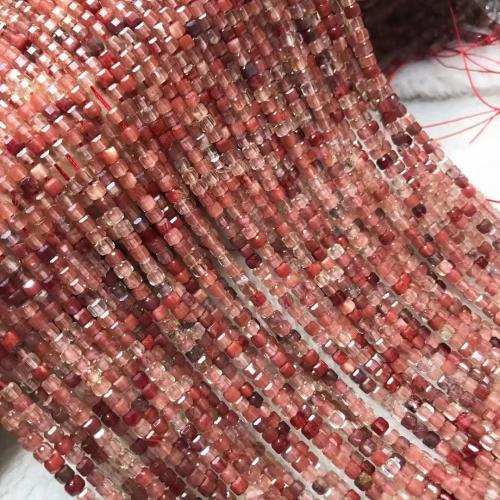 Natural Quartz Jewelry Beads Square polished DIY pink beads length 3mm Sold Per Approx 38-40 cm Strand