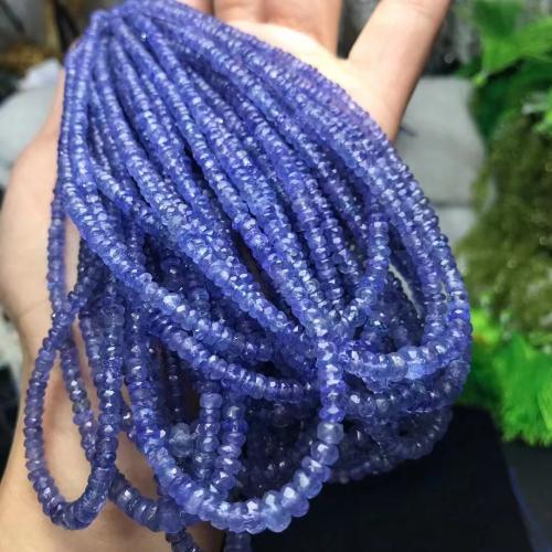 Edelstein Schmuckperlen, Tansanit, poliert, natürliche & DIY & facettierte, blau, beads length 3-4mm, verkauft per ca. 40 cm Strang