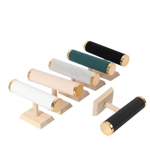 Wood Bracelet Display, with PU Leather & Velveteen & PVC Plastic, more colors for choice, 230x80x135mm, Sold By PC