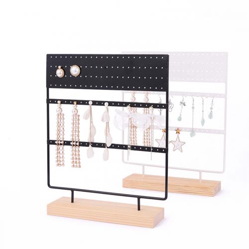 Iron Earring Display, with Wood, more colors for choice, 260x75x285mm, Sold By PC