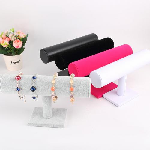 PVC Plastic Bracelet Display, with Linen & PU Leather & Velveteen, more colors for choice, 235x60x150mm, Sold By PC