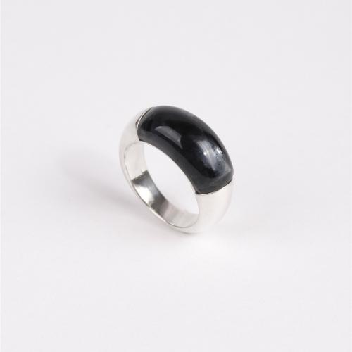 Anillo de dedo de latón, metal, con Ágata negra, Joyería & para mujer, libre de níquel, plomo & cadmio, tamaño:7, Vendido por UD